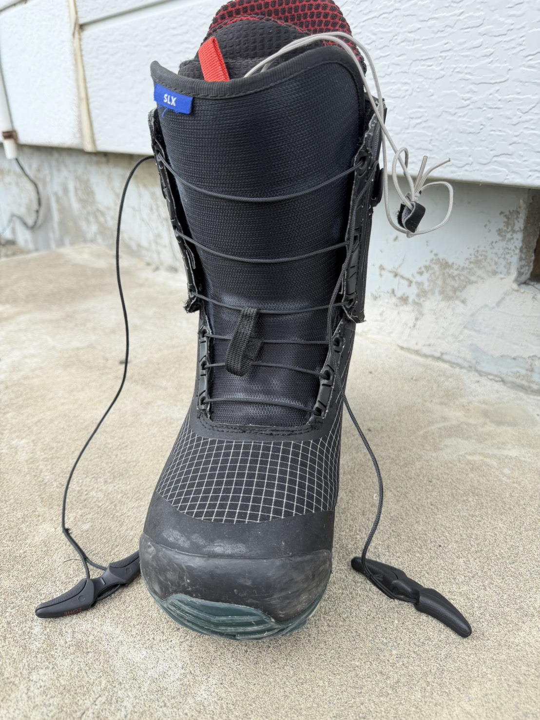 Close-up of a Speed Lace pull-cord boot